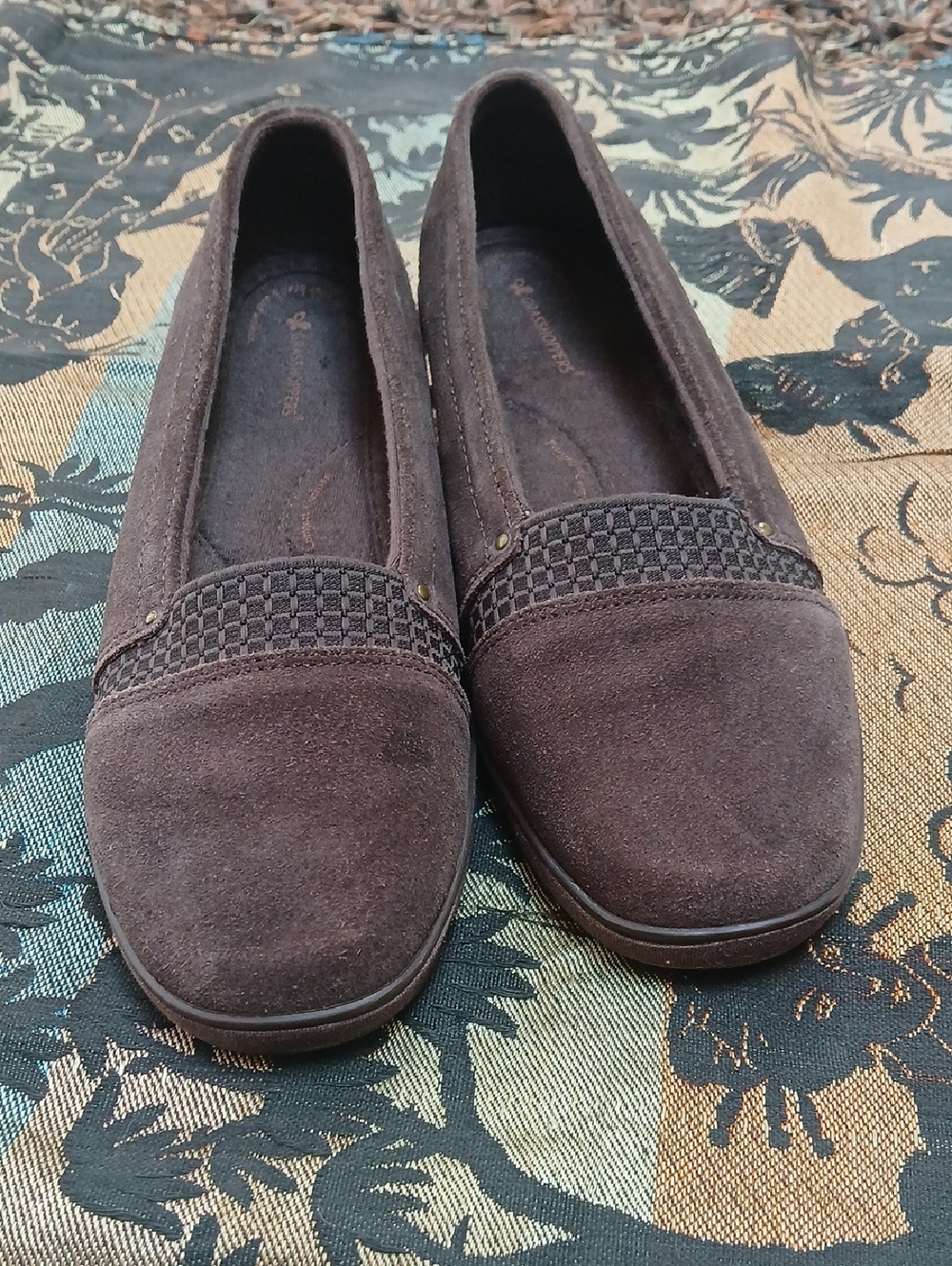 Grasshoppers Faux Suede Brown Slip-On Loafers